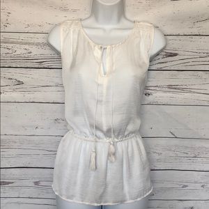 Gorgeous White Flowy Tank Top w/Ties Sz M